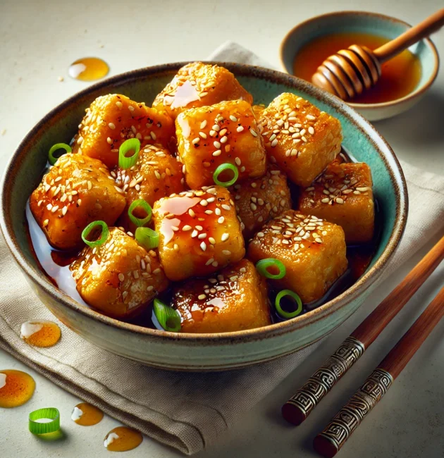 Crispy Tofu à la Sauce Miel & Gingembre