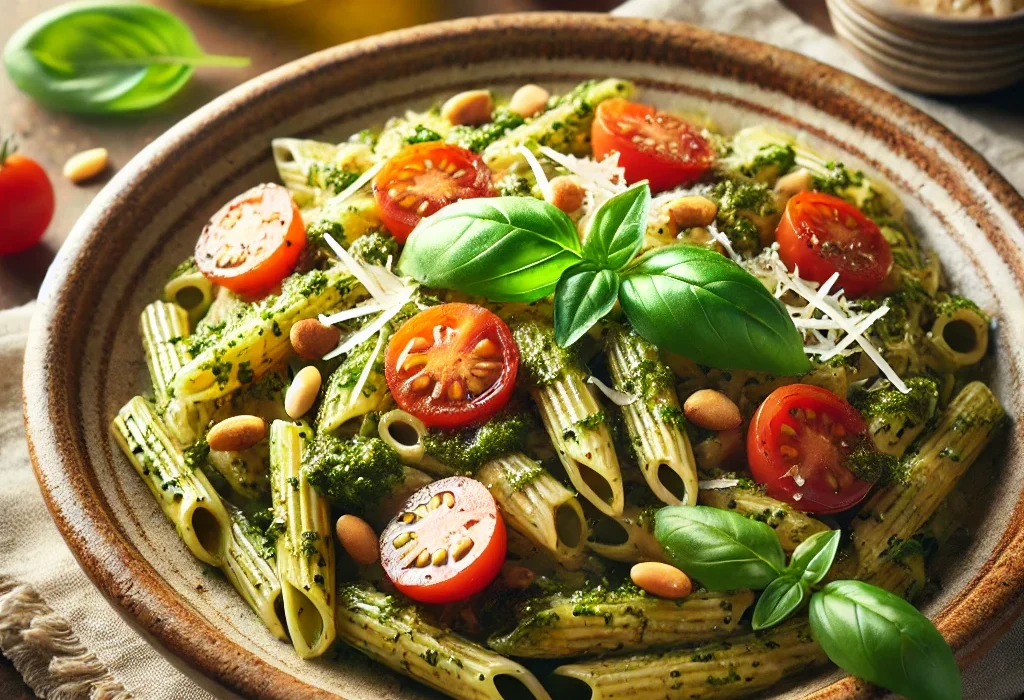 Pâtes Complètes au Pesto de Basilic & Tomates Cerises