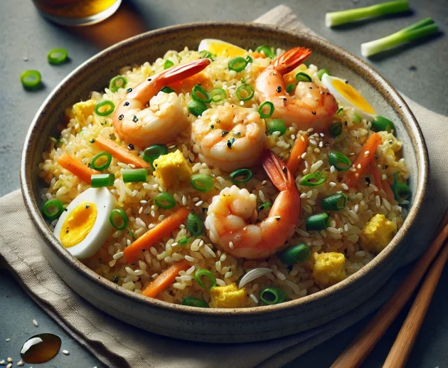 Riz Sauté aux Crevettes & Sauce Soja